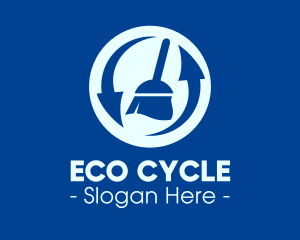 Recycling - Blue Recycle Cleaning Broom logo design
