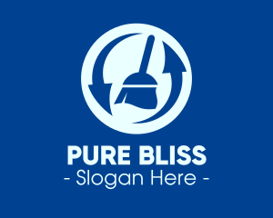 Refreshing - Blue Recycle Cleaning Broom logo design