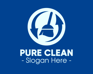 Blue Recycle Cleaning Broom logo design