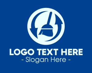 Recycling - Blue Recycle Cleaning Broom logo design