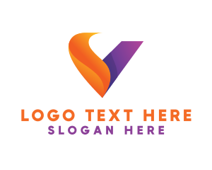 Burn - Orange Violet V Swoosh logo design