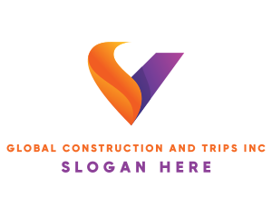 Stroke - Orange Violet V Swoosh logo design