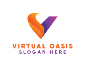 Orange Violet V Swoosh  logo design