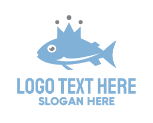 Tuna - Blue Fish Crown logo design