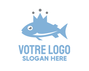 Seafood - Blue Fish Crown logo design