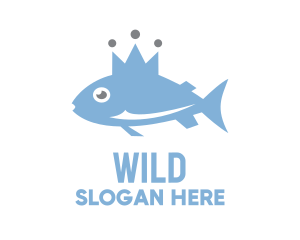 Blue - Blue Fish Crown logo design