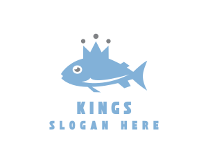 Blue Fish Crown logo design