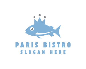 Blue Fish Crown logo design