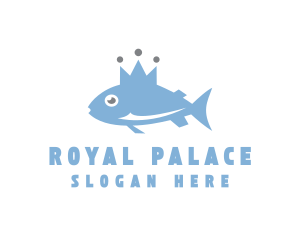 Blue Fish Crown logo design