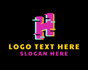 Streaming - Glitch Letter H logo design