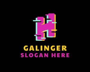 Streaming App - Glitch Letter H logo design