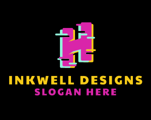 Neon - Glitch Letter H logo design