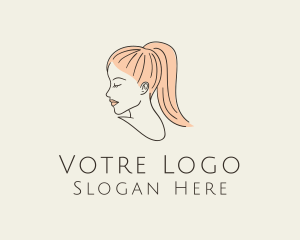 Haircut - Ponytail Woman Hair Salon logo design