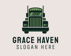Tow Truck - Green Freight Cargo Distribution logo design