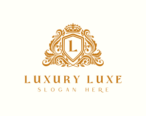 Luxury Royal Shield Crown logo design