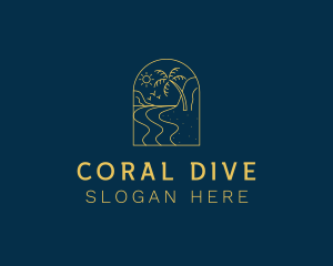 Snorkeling - Palm Tree Beach Seaside logo design