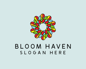 Circle Flower Stained Glass logo design