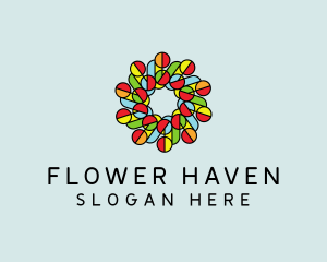 Circle Flower Stained Glass logo design