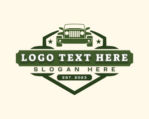 Car Detailing - Military Jeep Car logo design