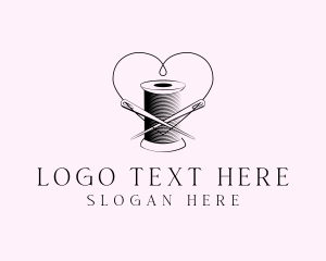 Diy - Sewing Spool Needle Heart logo design