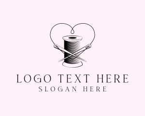 Stitch - Sewing Spool Needle Heart logo design