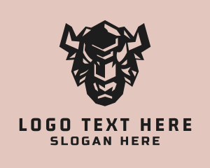 Meat Shop - Geometric Wild Bison logo design