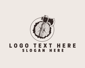 Log - Wood Trunk Axe logo design