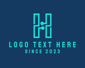 Device - Letter H Tech Circuit logo design