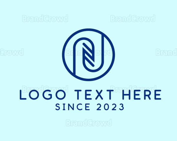 Blue Digital Letter N Logo