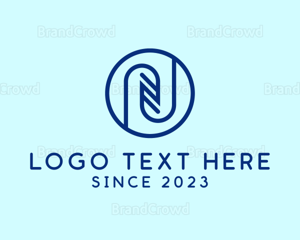 Blue Digital Letter N Logo