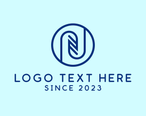 Program - Blue Digital Letter N logo design