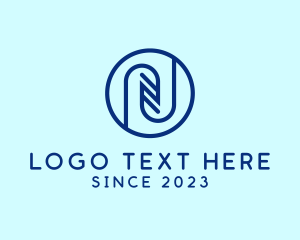 Modern - Blue Digital Letter N logo design