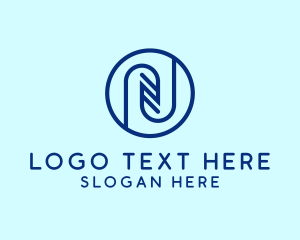 Blue Digital Letter N Logo