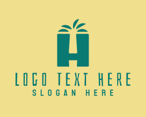 Teal - Tropical Nature Letter H logo design