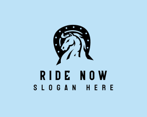 Horse Stallion Horseshoe logo design