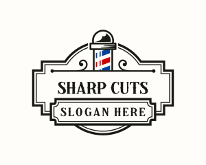 Barber - Barber Pole Grooming logo design