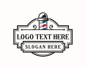 Barbershop - Barber Pole Grooming logo design