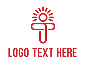 Red Sun - Modern Letter T Sun logo design