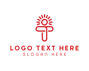 Bulb - Modern Letter T Sun logo design