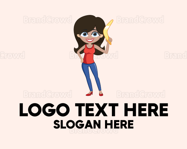 Boomerang Woman Cartoon Logo