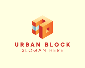 Block - 3D Geometric Block Cube logo design