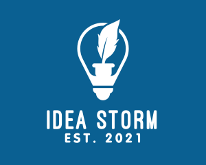 Idea Feather Light Bulb  logo design