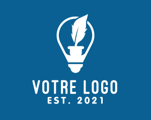 Writing - Idea Feather Light Bulb logo design