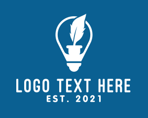 Novel - White Feather Light Bulb logo design