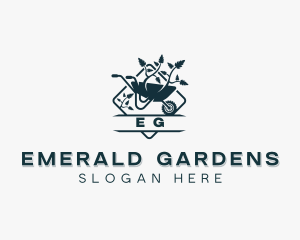 Gardener Wheelbarrow Landscaping logo design