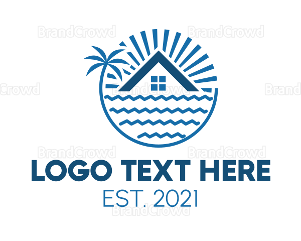 Tropical Seaside Villa House Logo