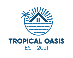 Tropical - Tropical Seaside Villa House logo design