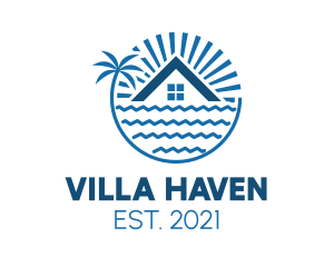 Villa - Tropical Seaside Villa House logo design