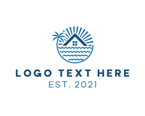 Seaside - Tropical Seaside Villa House logo design