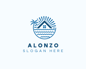 Tropical Seaside Villa House logo design